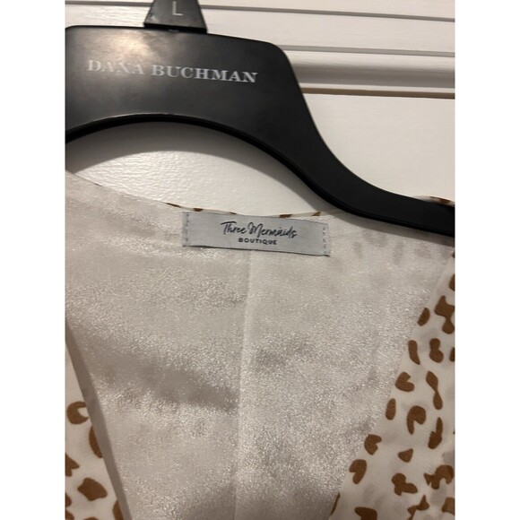 Three Mermaids Leopard Swimsuit Cover Up Layered Chiffon V Neck One Size Fit All - Picture 2 of 6